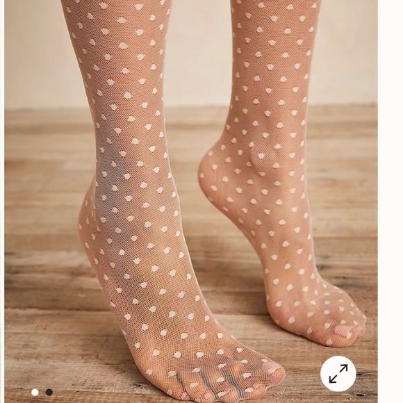 CouCou Lola Swiss Dot Sheer Long Socks Neutral Ivory New - Picture 2 of 6